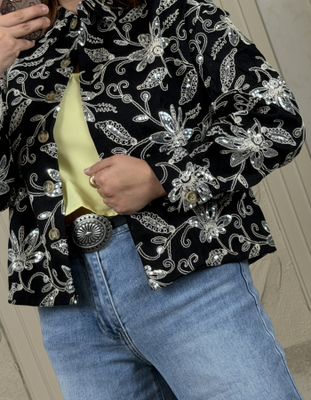 İTALYAN İŞLEMELİ CEKET SİYAH