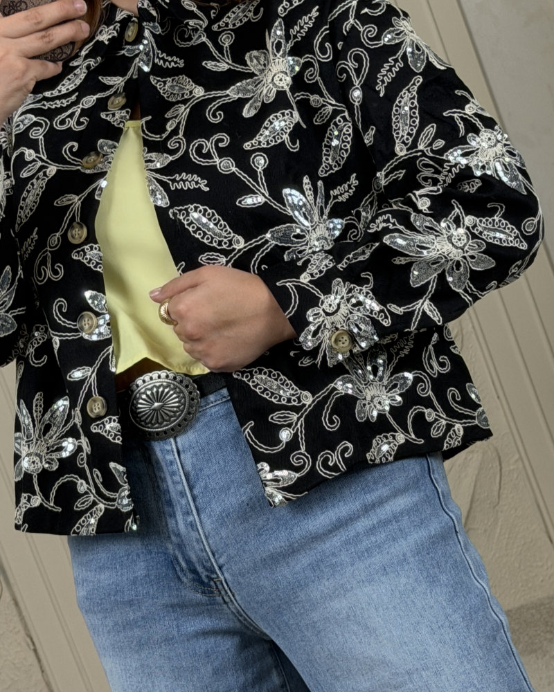 İTALYAN İŞLEMELİ CEKET SİYAH