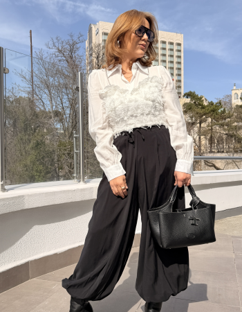 İTALYAN ŞALVAR PANTOLON SİYAH