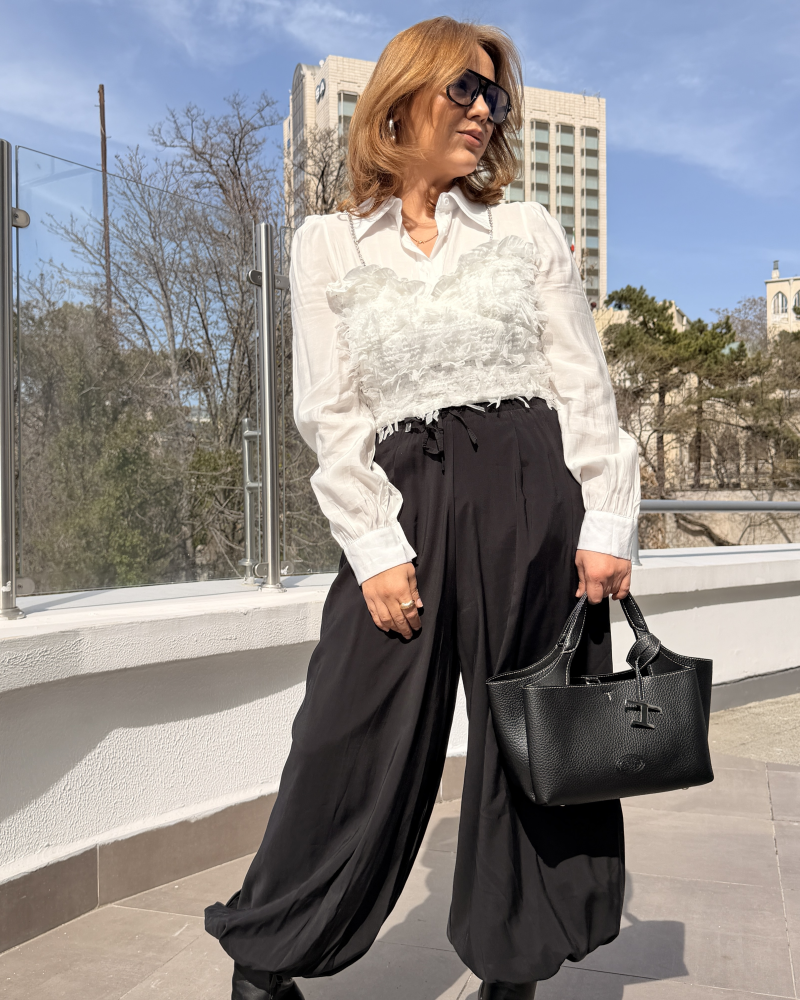 İTALYAN ŞALVAR PANTOLON SİYAH