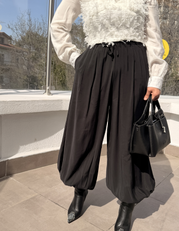 İTALYAN ŞALVAR PANTOLON SİYAH