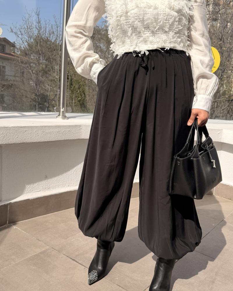 İTALYAN ŞALVAR PANTOLON SİYAH