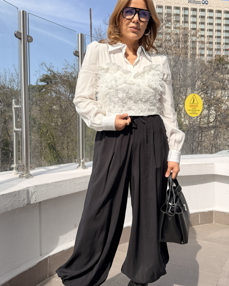 İTALYAN ŞALVAR PANTOLON SİYAH