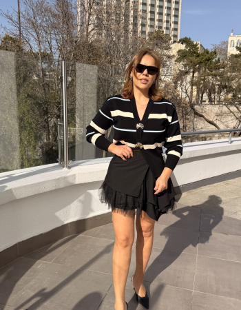 SİYAH İTALYAN TASARIM MİNİ ETEK