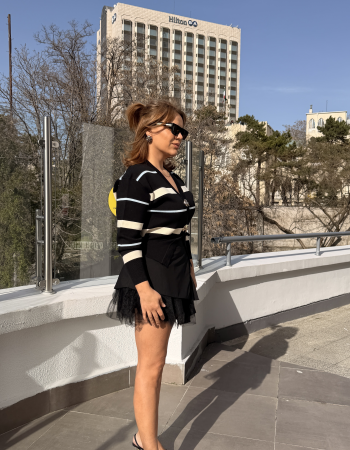 SİYAH İTALYAN TASARIM MİNİ ETEK