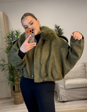 YAKA KÜRK DETAYLI HAKİ İTALYAN SÜET MONT YAKA KÜRK DETAYLI HAKİ İTALYAN SÜET MONT