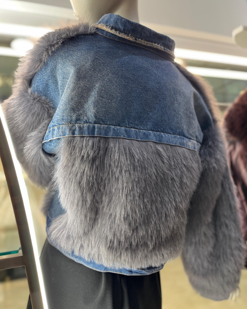 SUNİ KÜRK DETAYLI TASARIM KOT CEKET