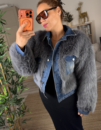 SUNİ KÜRK DETAYLI TASARIM KOT CEKET