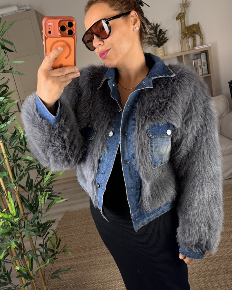 SUNİ KÜRK DETAYLI TASARIM KOT CEKET