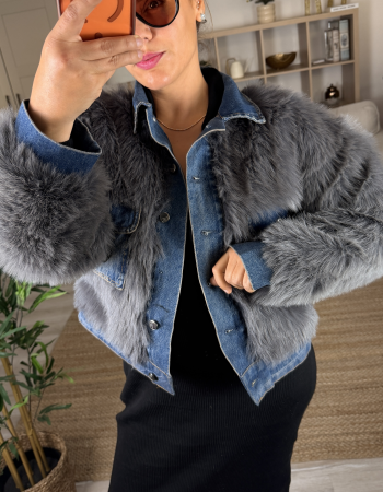 SUNİ KÜRK DETAYLI TASARIM KOT CEKET