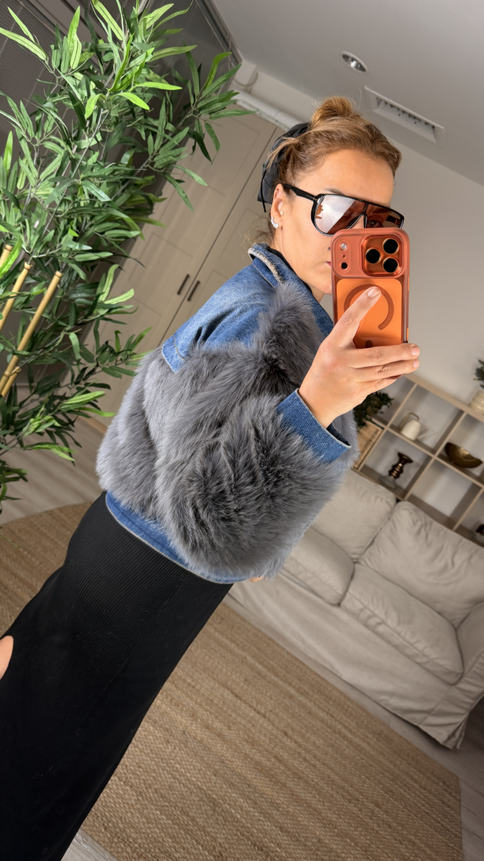 SUNİ KÜRK DETAYLI TASARIM KOT CEKET