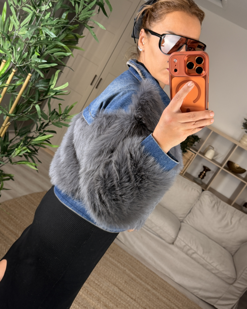 SUNİ KÜRK DETAYLI TASARIM KOT CEKET