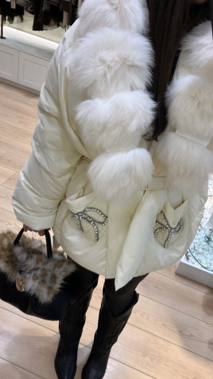 KÜRK DETAYLI İTALYAN PREMİUM MONT KREM