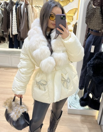 KÜRK DETAYLI İTALYAN PREMİUM MONT KREM