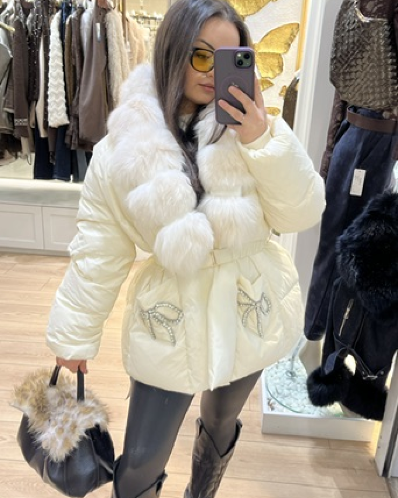 KÜRK DETAYLI İTALYAN PREMİUM MONT KREM