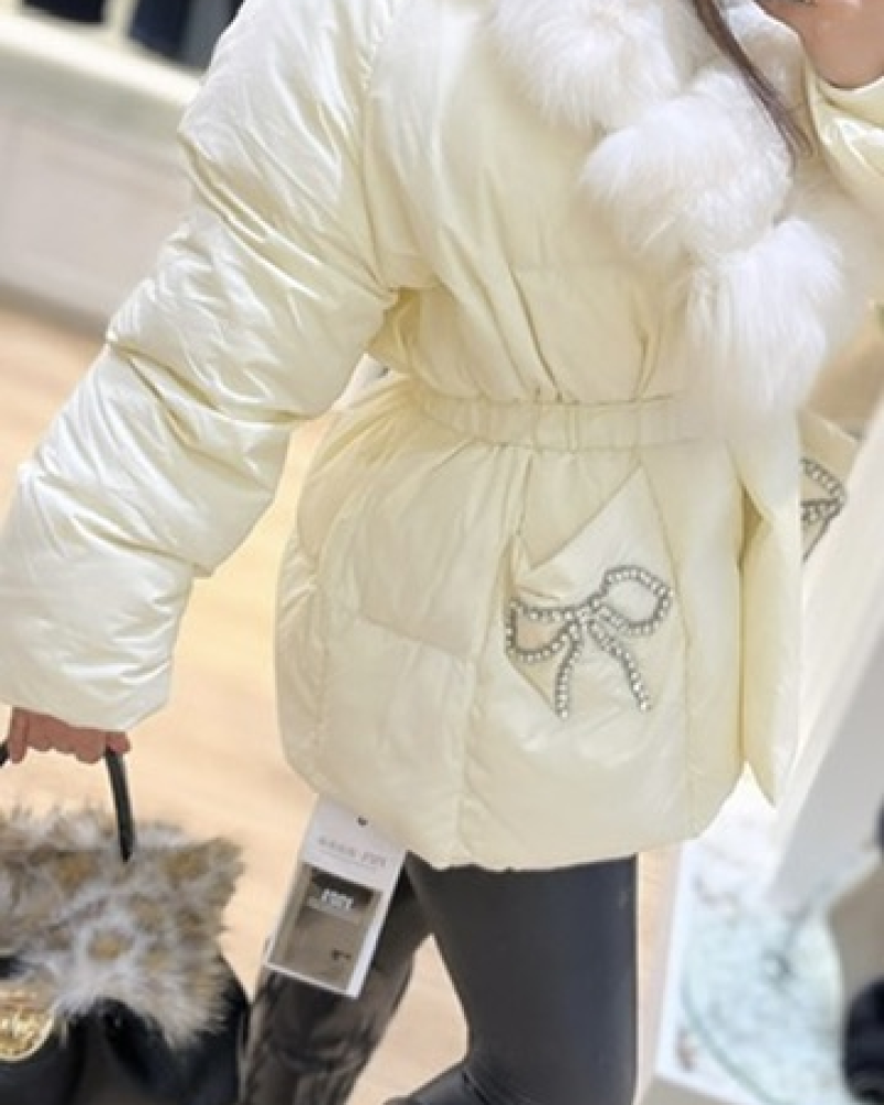 KÜRK DETAYLI İTALYAN PREMİUM MONT KREM