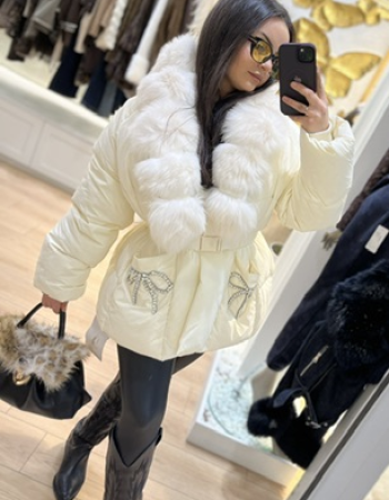 KÜRK DETAYLI İTALYAN PREMİUM MONT KREM