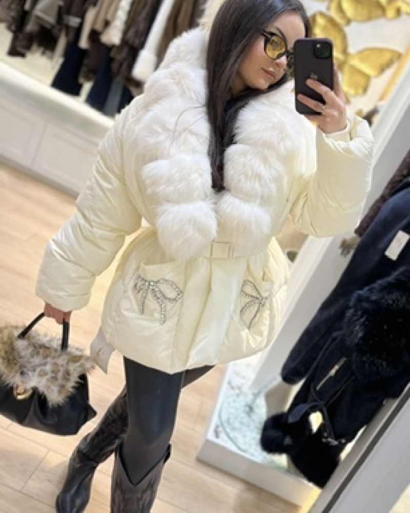 KÜRK DETAYLI İTALYAN PREMİUM MONT KREM