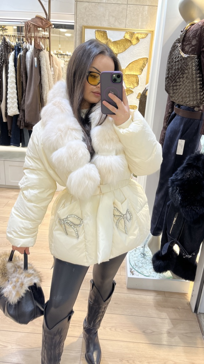 KÜRK DETAYLI İTALYAN PREMİUM MONT KREM