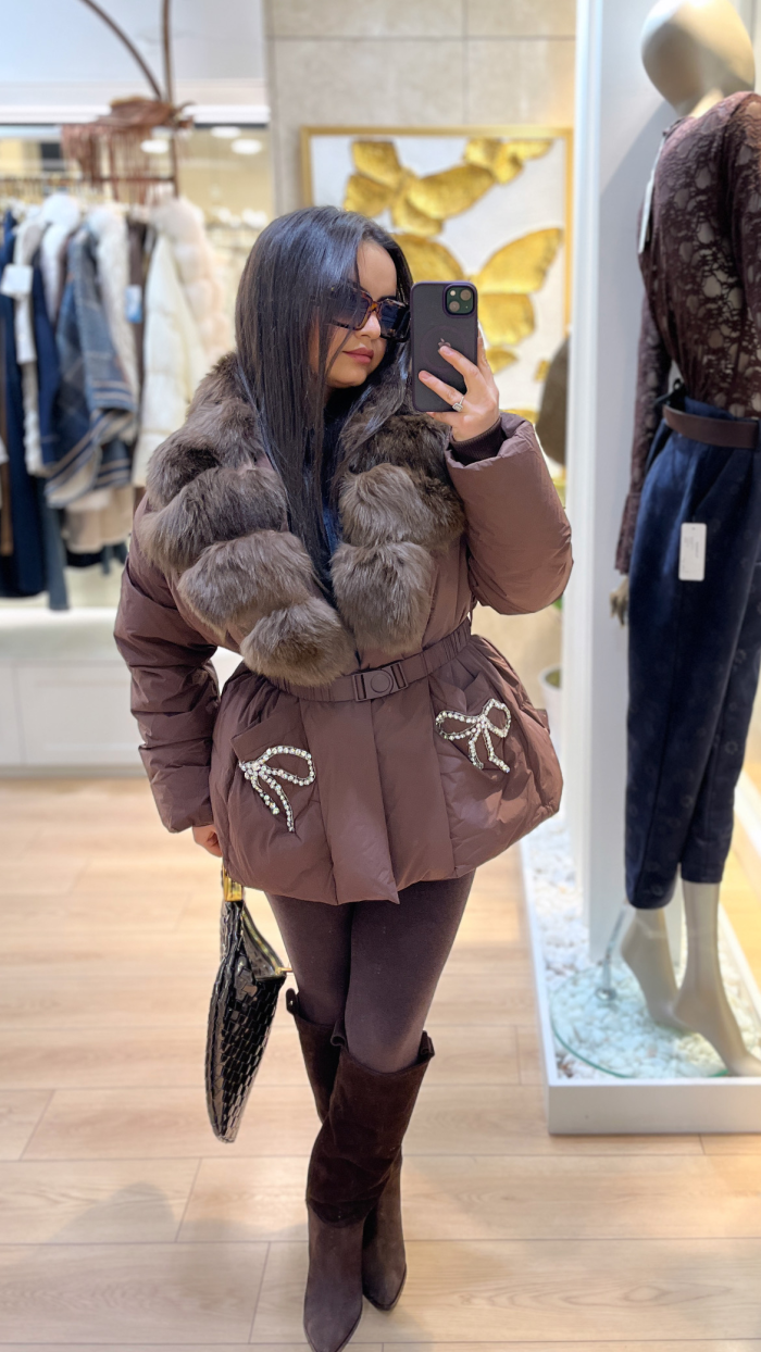 KÜRK DETAYLI İTALYAN PREMIUM MONT KAHVE