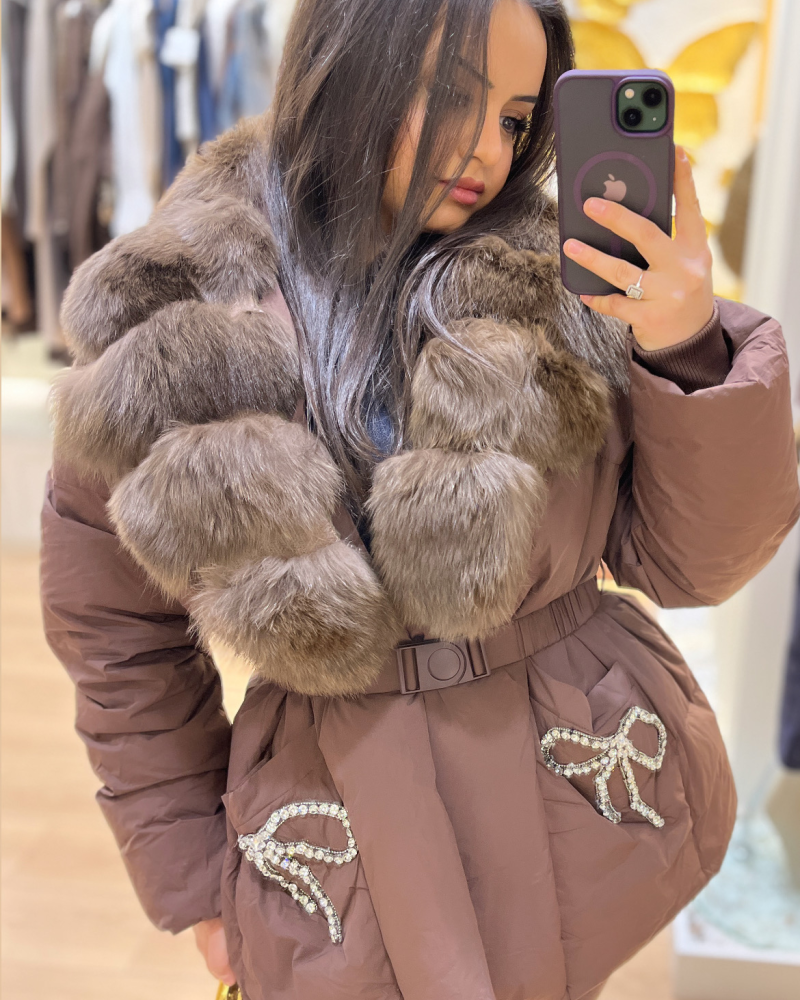 KÜRK DETAYLI İTALYAN PREMIUM MONT KAHVE