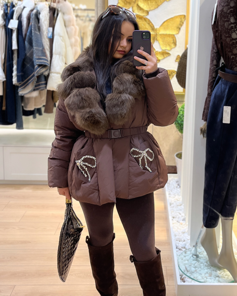 KÜRK DETAYLI İTALYAN PREMIUM MONT KAHVE