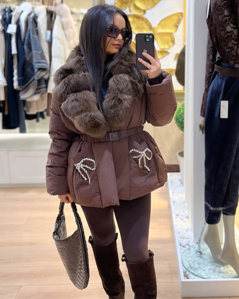 KÜRK DETAYLI İTALYAN PREMIUM MONT KAHVE