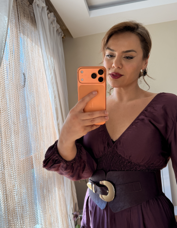 İTALY İPEK DOKULU SATEN ELBİSE MÜRDÜM