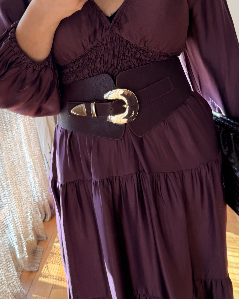 İTALY İPEK DOKULU SATEN ELBİSE MÜRDÜM