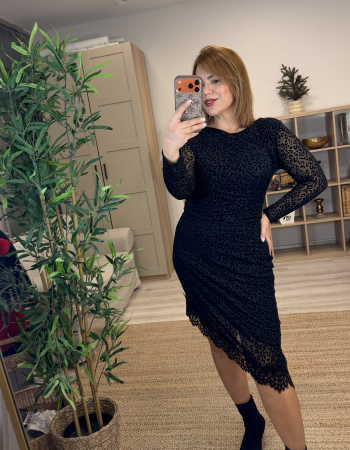 ASİMETRİK TÜL DETAY DESENLİ İTHAL ELBİSE SİYAH ASİMETRİK TÜL DETAY DESENLİ İTHAL ELBİSE SİYAH