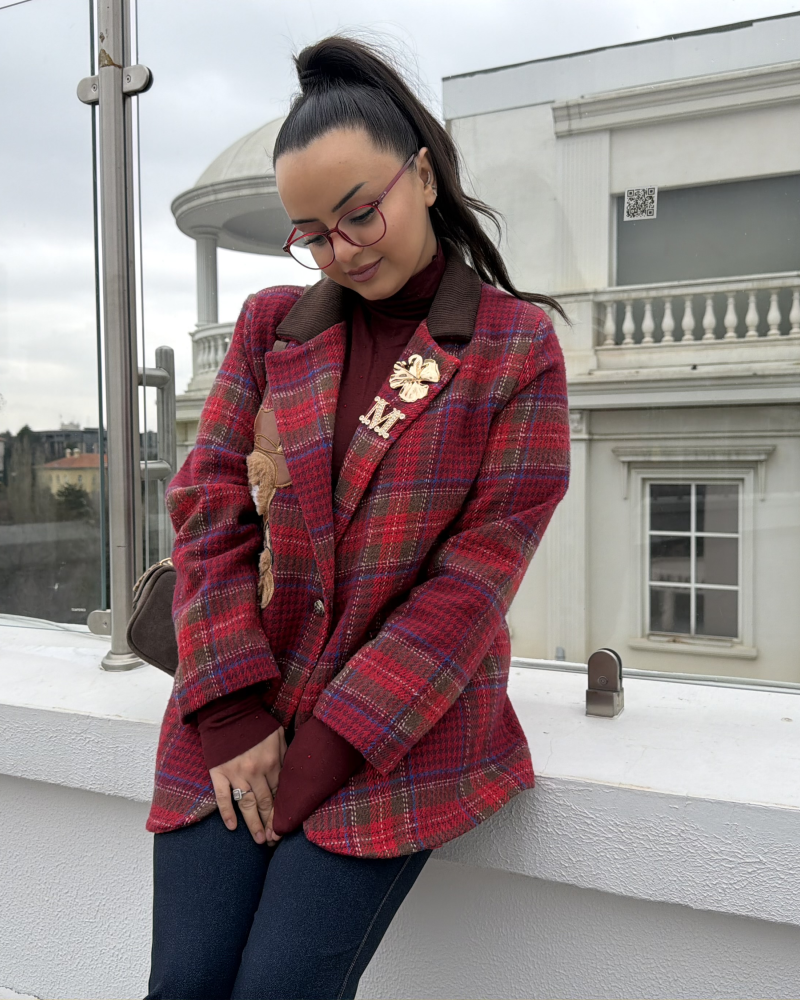 EKOSE RED BLAZER CEKET EKOSE RED BLAZER CEKET