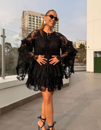 İTALYAN DANTEL ELBİSE SİYAH