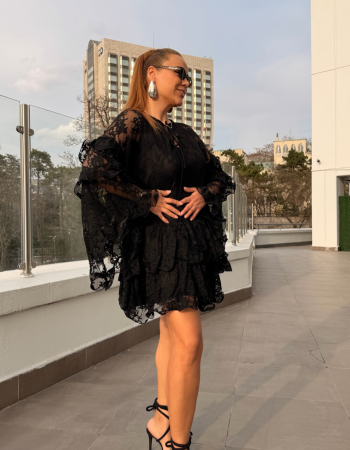 İTALYAN DANTEL ELBİSE SİYAH