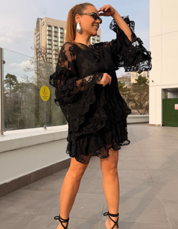 İTALYAN DANTEL ELBİSE SİYAH