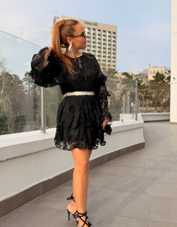 İTALYAN DANTEL ELBİSE SİYAH