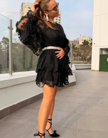 İTALYAN DANTEL ELBİSE SİYAH