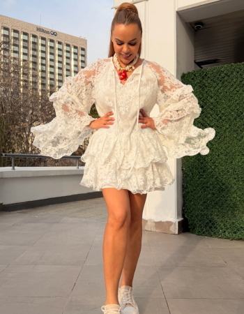 İTALYAN DANTEL ELBİSE BEYAZ