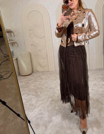 METALİK KUŞGÖZÜ CEKET İTALYAN BRONZ