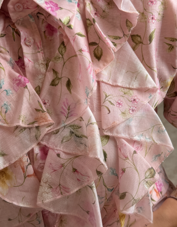 İTALYAN VOLANLI SPRİNG GÖMLEK PEMBE