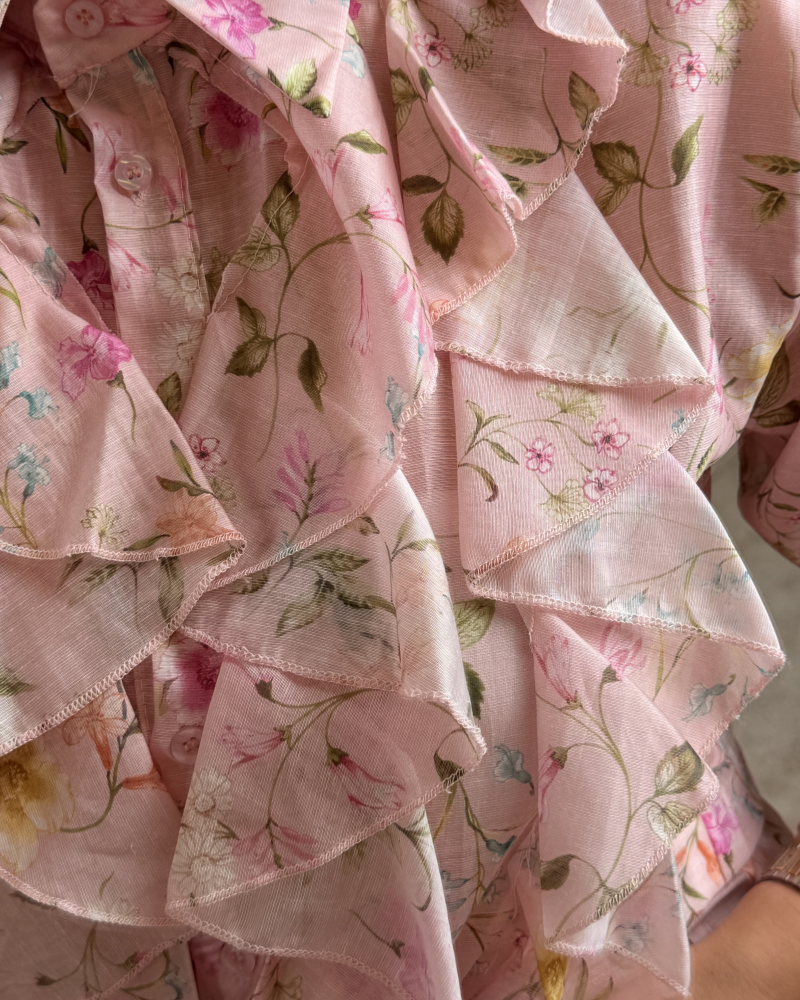 İTALYAN VOLANLI SPRİNG GÖMLEK PEMBE