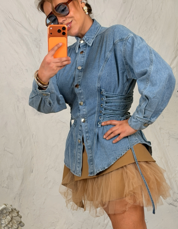 JEAN YAN DETAYLI GÖMLEK MAVİ