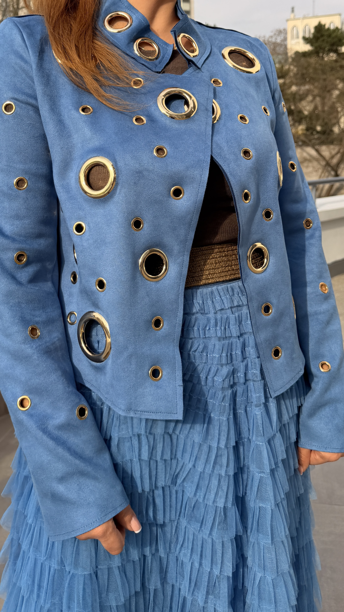 İTALYAN KUŞGÖZÜ CEKET İNDİGO