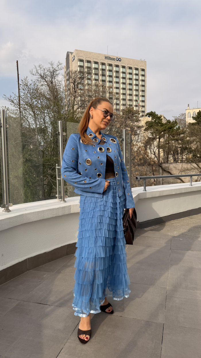 İTALYAN TÜTÜ ETEK İNDİGO