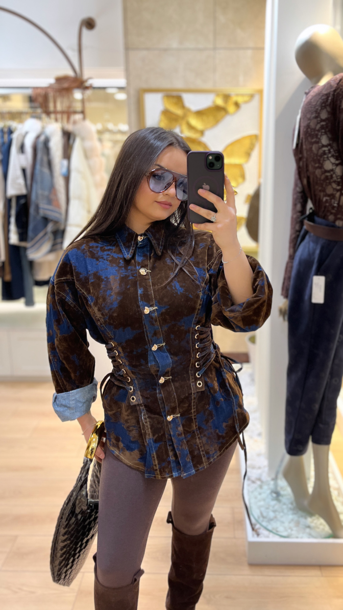 İTALYAN DOKULU KAHVE GÖMLEK