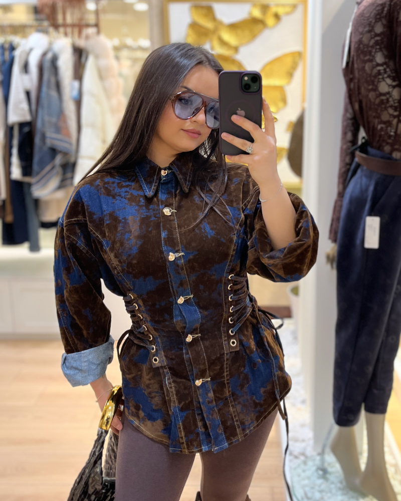 İTALYAN DOKULU KAHVE GÖMLEK