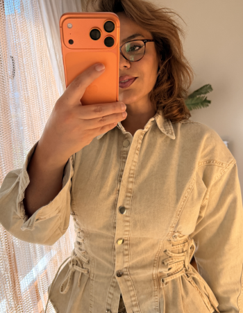 JEAN YAN DETAYLI GÖMLEK BEJ