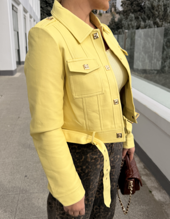 İTALYAN DERİ CEKET SARI