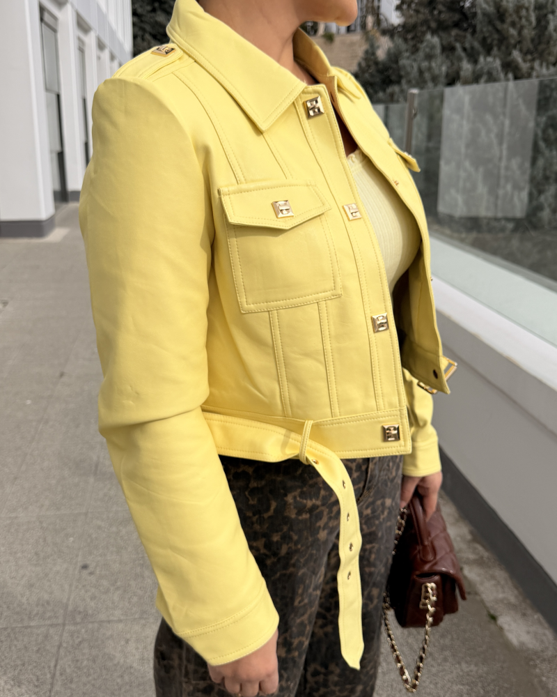 İTALYAN DERİ CEKET SARI