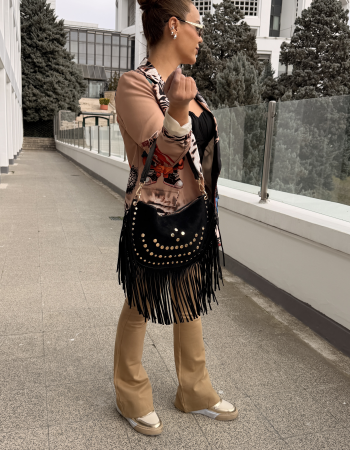 İTALYAN PÜSKÜLLÜ ÇANTA SİYAH