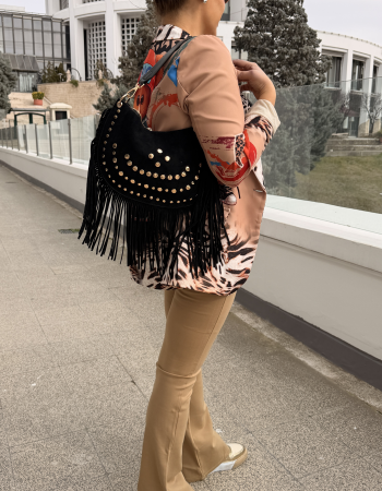 İTALYAN PÜSKÜLLÜ ÇANTA SİYAH